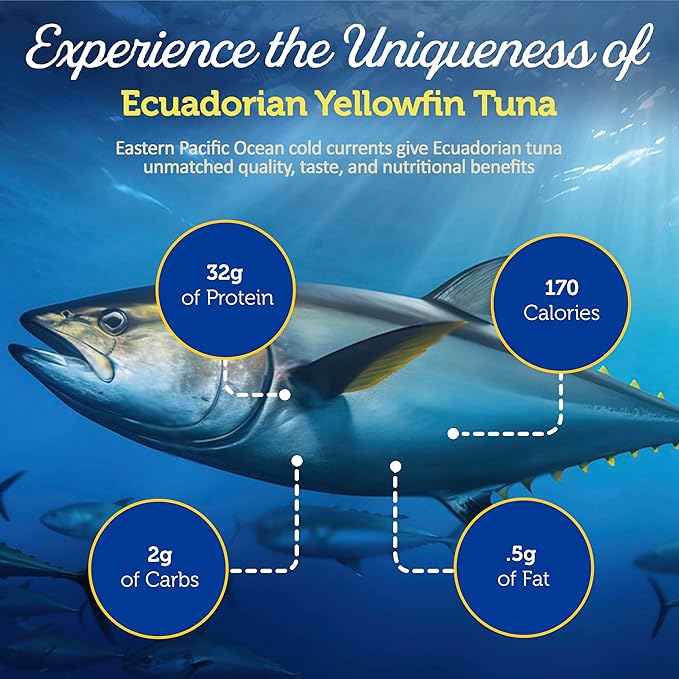 ONBOARD Yellowfin Tuna Fillets, Mediterranean Seafood Diet | Pescatarian Jarred Atun, Fresh Sea