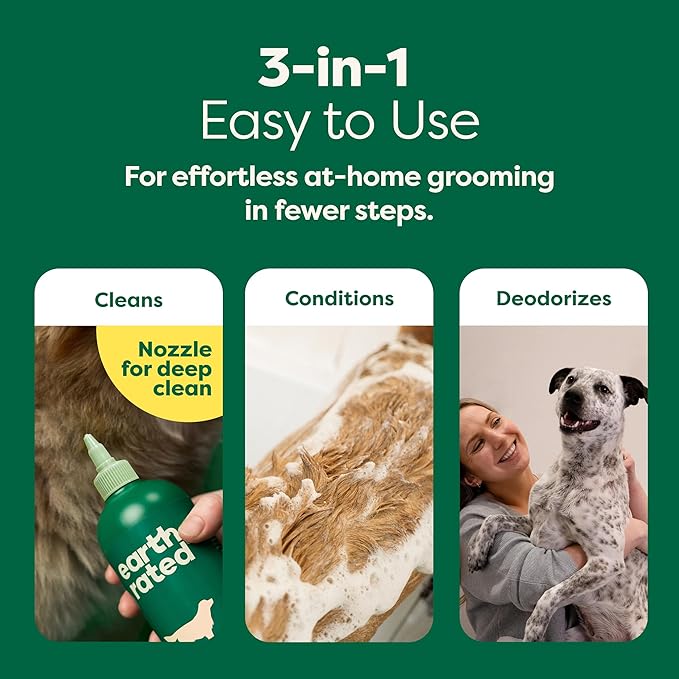 Earth Rated 3-in-1 Deshedding Dog Shampoo and Conditioner, Deodorizing Oatmeal Shampoos for Dogs