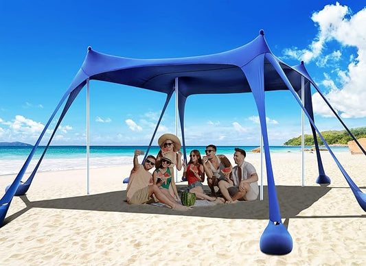 Osoeri Beach Tent, Camping Sun Shelter UPF50+ with 8 Sandbags, Sand Shovels, Ground Pegs &