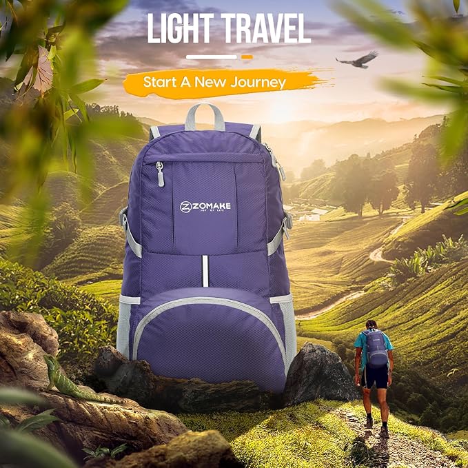 ZOMAKE Lightweight Packable Backpack 35L, Light Foldable Backpacks Water Resistant Collapsible