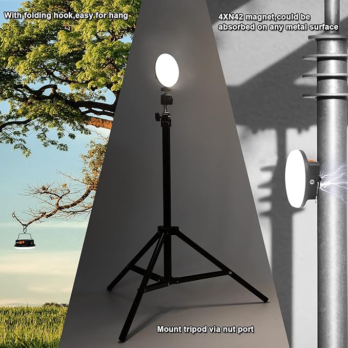 10000mAh 30W Rechargeable Camping Light with Remote 2500LM 2700/4000/6500K LED Camping Lantern