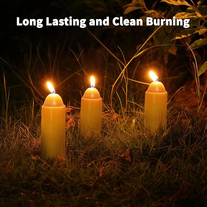 15-Hour Natural Beeswax Candles Compatible with Candle Lanterns - Smokeless Clean Long Lasting