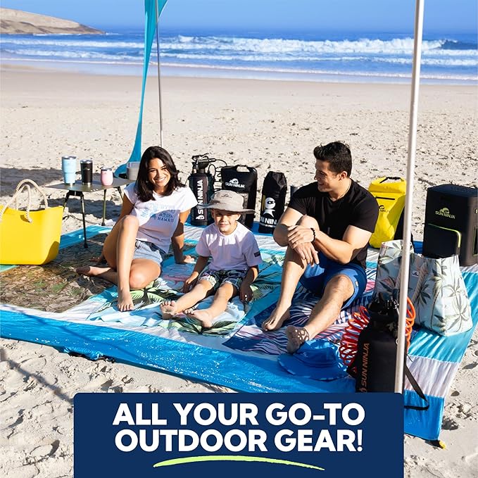 SUN NINJA Beach Tent Sun Shelter UPF50+ - Easy Pop Up Beach Canopy - Outdoor Shade for Camping