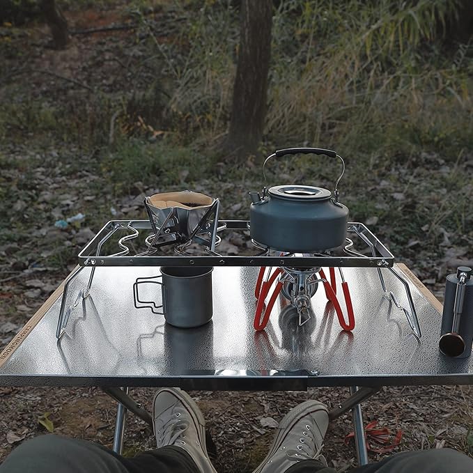 CAMPINGMOON Portable Folding Camping Campfire Grill over Fire Split Stoves 304 Stainless Steel