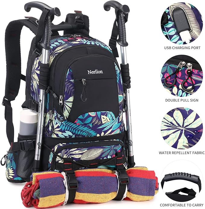 Nerlion 40L Hiking Backpack Travel Backpack for Men Women Camping Waterproof Outdoor Hiking Daypack