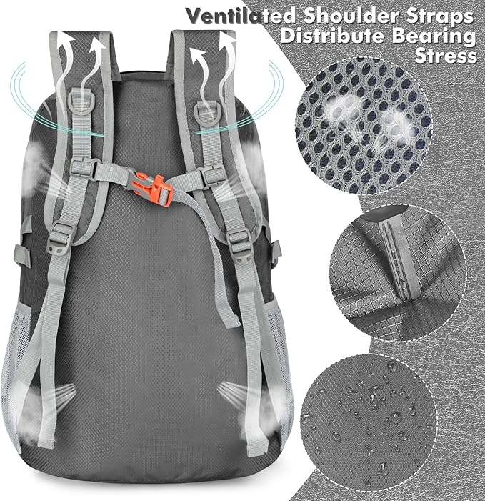 ZOMAKE Lightweight Packable Backpack 30L, Foldable Hiking Backpacks Water Resistant Compact Folding