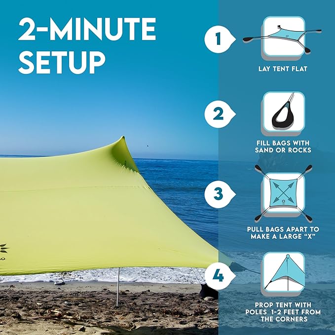 Neso Gigante - Portable Beach Tent - Ideal to Enjoy with Family and Friends - UPF 50+