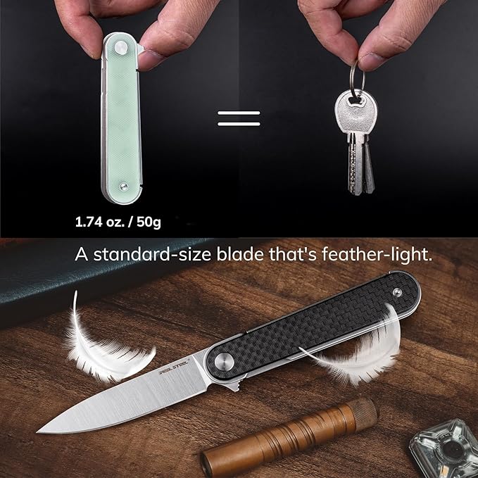 REALSTEEL IRIS Pocket Knife, Folding Knife, Flipper, Liner Lock, 2.99" 12C27 Steel Blade