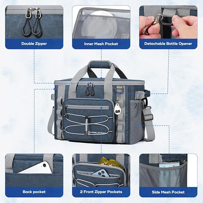 Maelstrom Soft Sided Cooler Bag, 30/40 Can Collapsible Insulated Ice Chest, Large Leakproof Camping