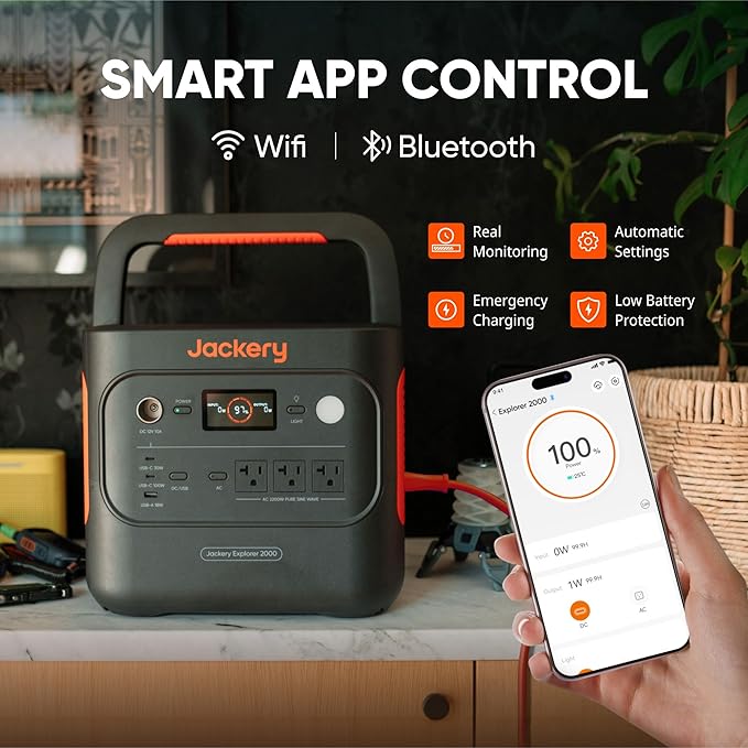 Jackery Explorer 2000 v2 Portable Power Station with Explorer 300, 2042Wh LiFePO4 Battery, 2200W