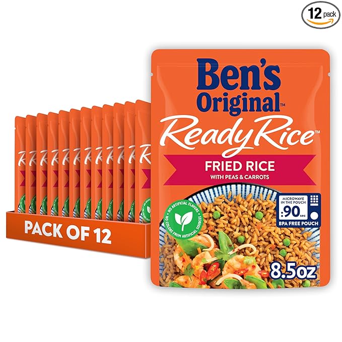 BEN'S ORIGINAL Ready Rice Fried Flavored Rice, Easy Dinner Side, 8.5 oz Pouch (Pack of 12)