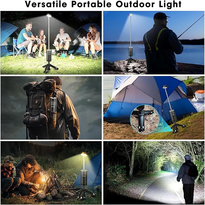 Camping Lights Rechargeable, Detachable Camping Lantern with Stand, Telescopic Waterproof Camp