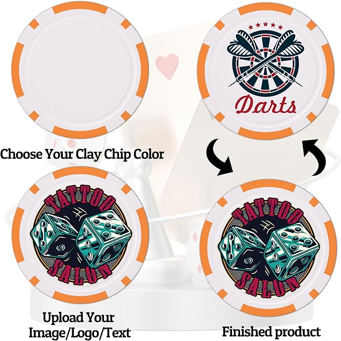Custom Clay Poker Chips, 11.5Gram Personalized Poker Chips with Full Color Logo,Casino-Grade Monte