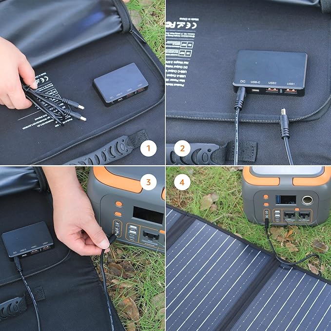 60W Solar Panel for Portable Power Station, Foldable Solar Panel with 12-18V DC Output/USB
