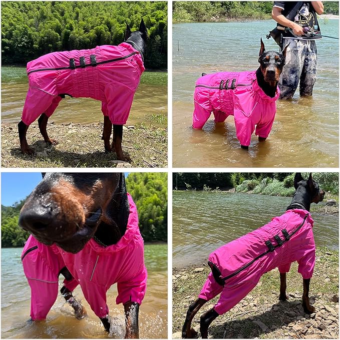 Dogs Waterproof Jacket, Lightweight Waterproof Jacket Reflective Safety Dog Raincoat Windproof
