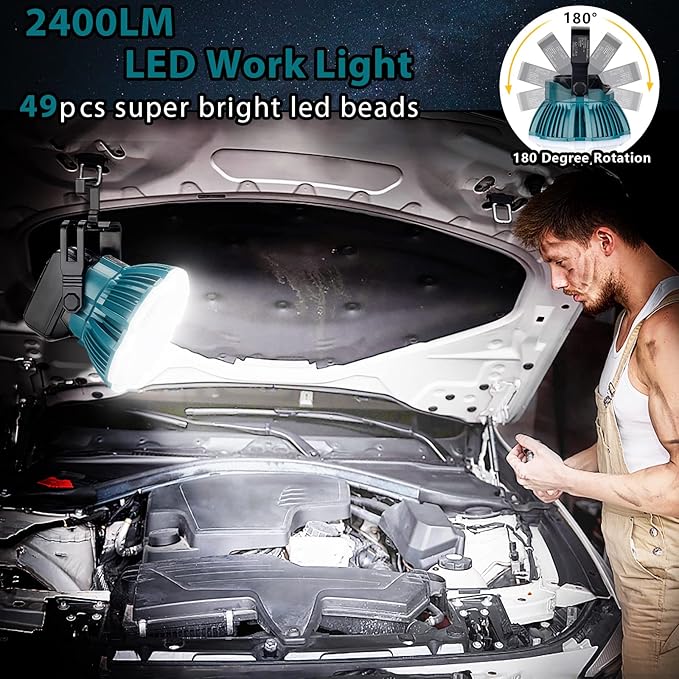 2400LM LED Camping Lantern for Makita 18V LXT Lithium Battery, 24W LED Work Light for Car Repairing