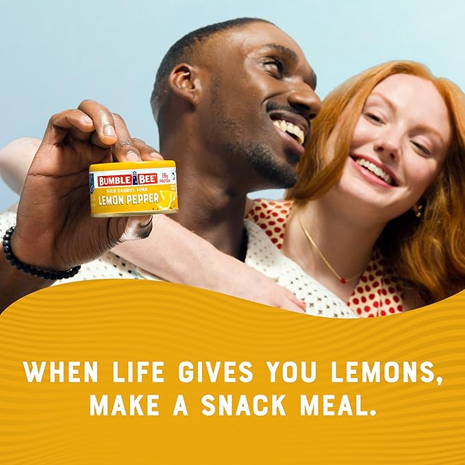 Bumble Bee Snackers - Lemon Pepper Tuna, 3 oz Easy Open Can - 19g Protein per Serving - Wild Caught