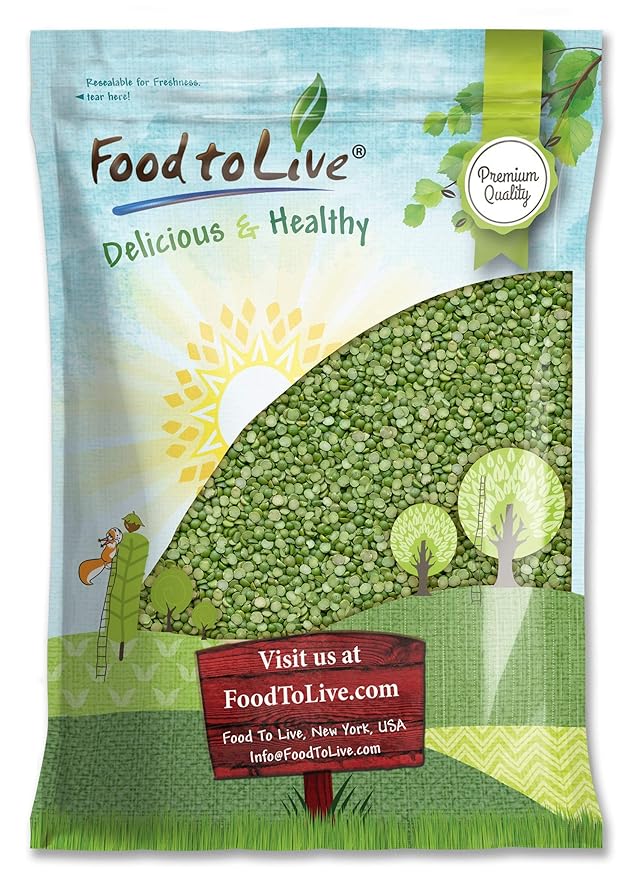 Food to Live Green Split Peas, 10 Pounds - Dried, Vegan, Kosher, Bulk. Easy to Cook. Rich in