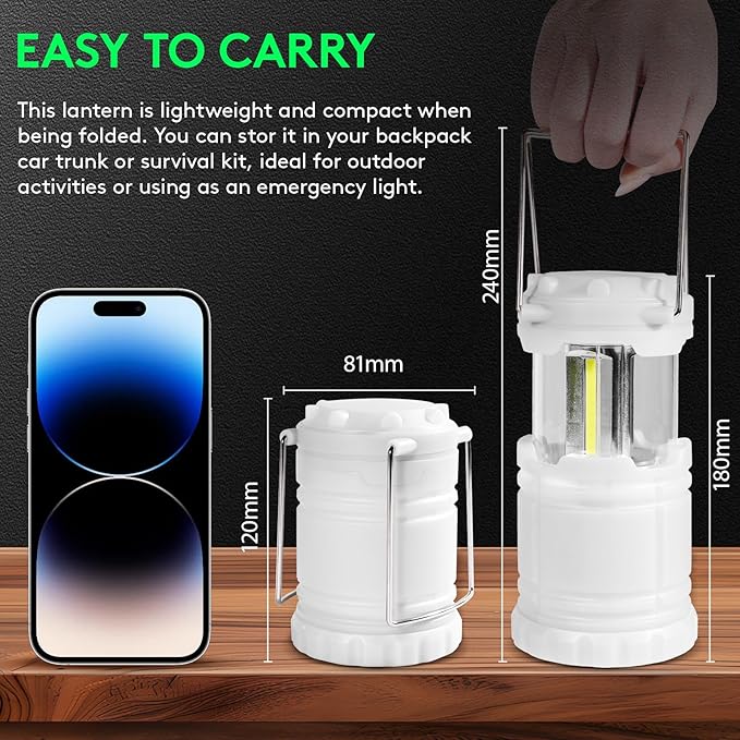 KUNHE LED 20 Pack Glow-in-The-Dark Camping Lanterns Battery Powered (Includes 60 AA Alkaline