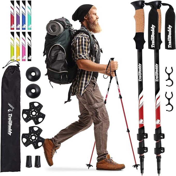 TrailBuddy Trekking Poles ??Lightweight 7075 Aluminum Hiking Poles for Women, Men & Seniors