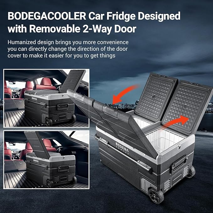 BODEGACOOLER 12 Volt Car Refrigerator, RV Car Fridge Dual Zone APP Control, Portable Freezer,121