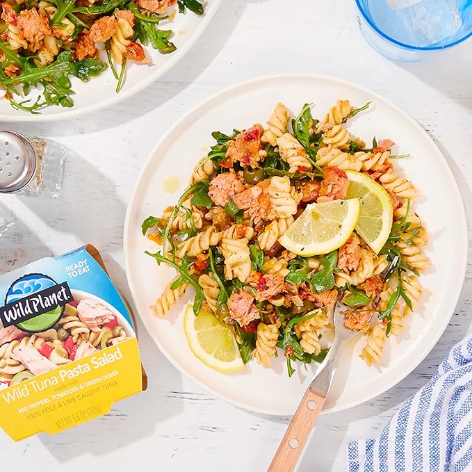 Wild Planet Ready-To-Eat Wild Tuna Pasta Salad With Organic Red Peppers, Tomatoes & Green Olives