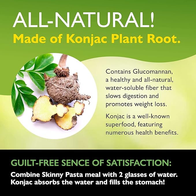 SKINNY PASTA Fettuccine - Healthy Konjac Shirataki Noodles, Low Carb Keto Pasta, Gluten Free, 6 Pack