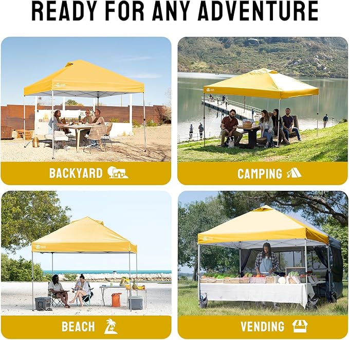 Crown Shades 10x10 Pop Up Canopy - Beach Tent with One Push Setup - Outdoor Sun Shade for Events