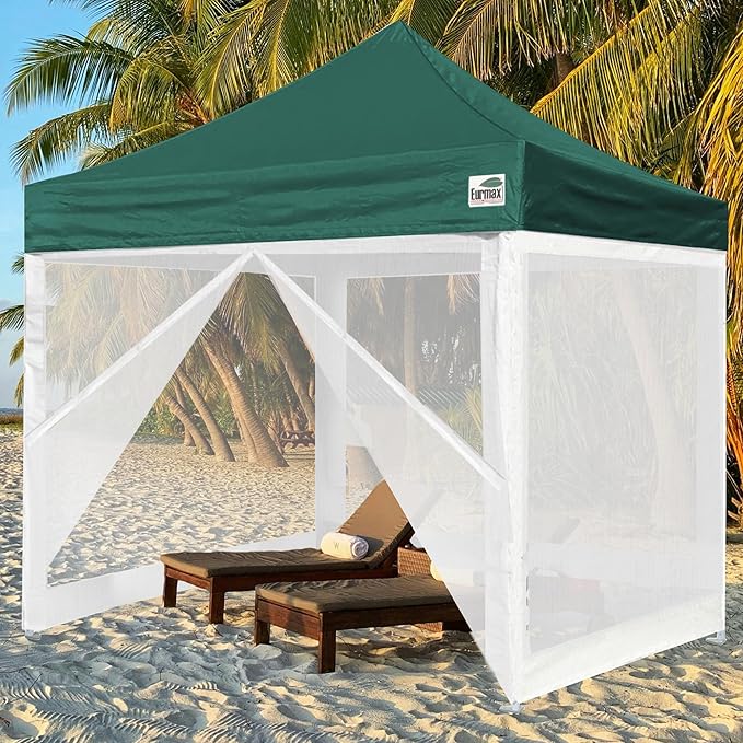 Eurmax USA 10'x10' Pop-up Canopy Tent Commercial Instant Canopies with 4 Removable Zipper End