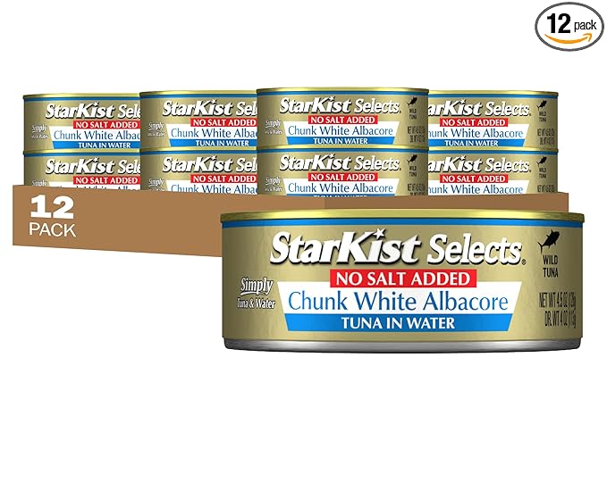 StarKist Selects No Salt Added Chunk White Albacore Tuna in Water, 4.5 oz (12 Pack) Canned Tuna