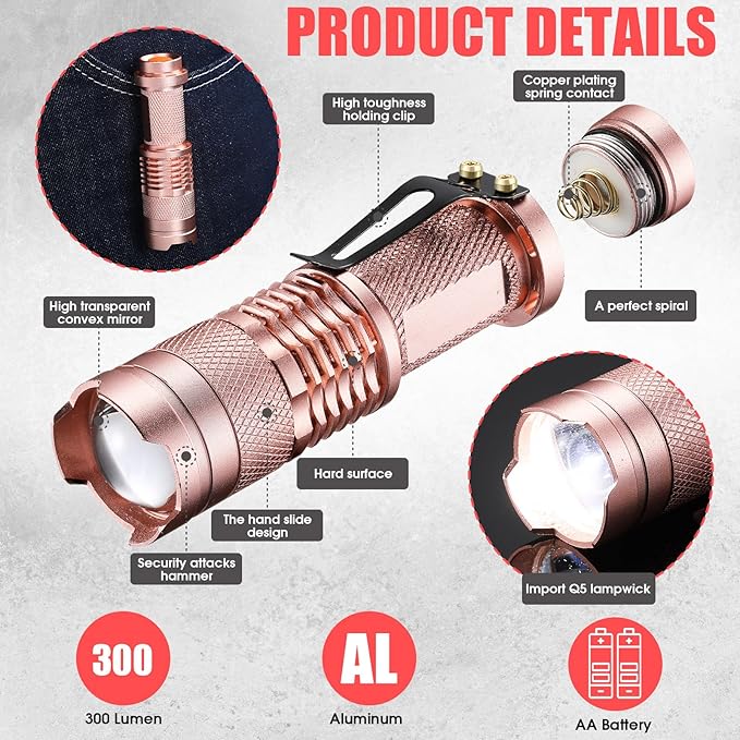 Fumete 20 Pieces LED Flashlight Mini 3 Mode Tactical Torch Small Water Resistant Pocket Flash Light