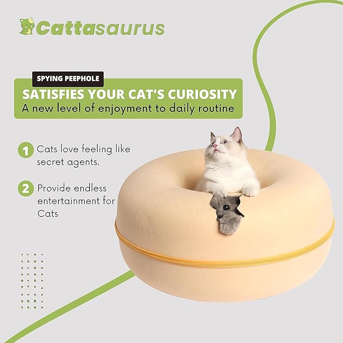 CATTASAURUS Peekaboo Cat Cave for Multiple & Large Cats Up to 30-45 Lbs, Scratch Detachable &