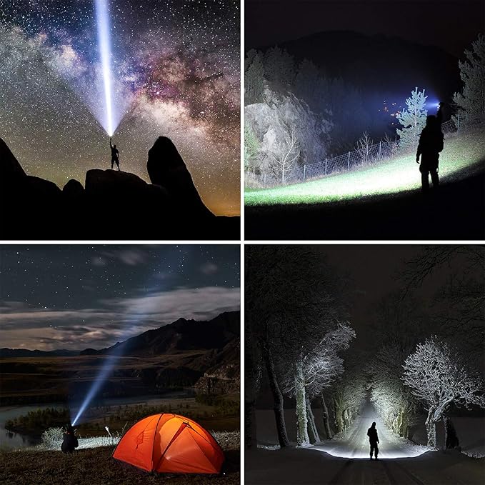 PeakPlus High Powered LED Flashlight LFX2000, Brightest High Lumen Light with 5 Modes, Zoomable and