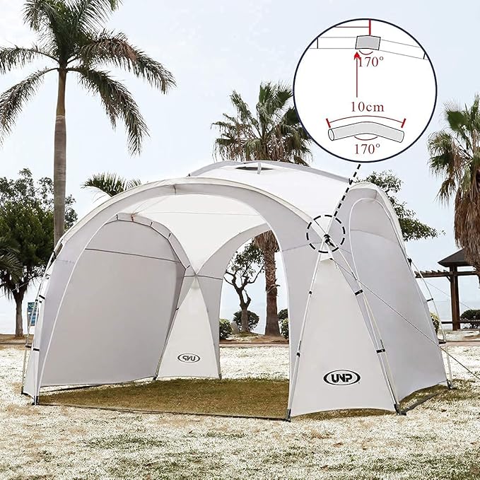 UNP Easy Beach Tent Pop Up Canopy UPF50+ Tent with Side Wall, Ground Pegs, and Stability Poles, Sun