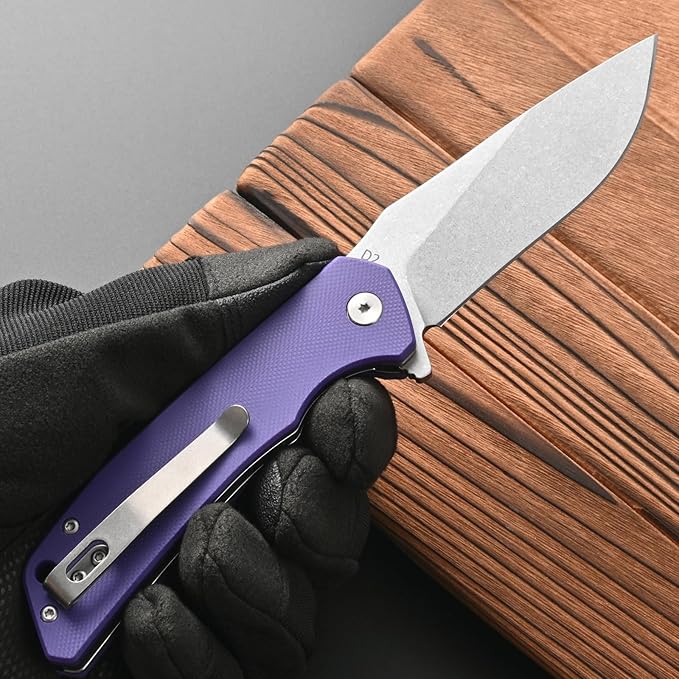 FF17 Folding Pocket Knife,D2 Steel Blade G10 Handle EDC Tool Knife for Outdoor