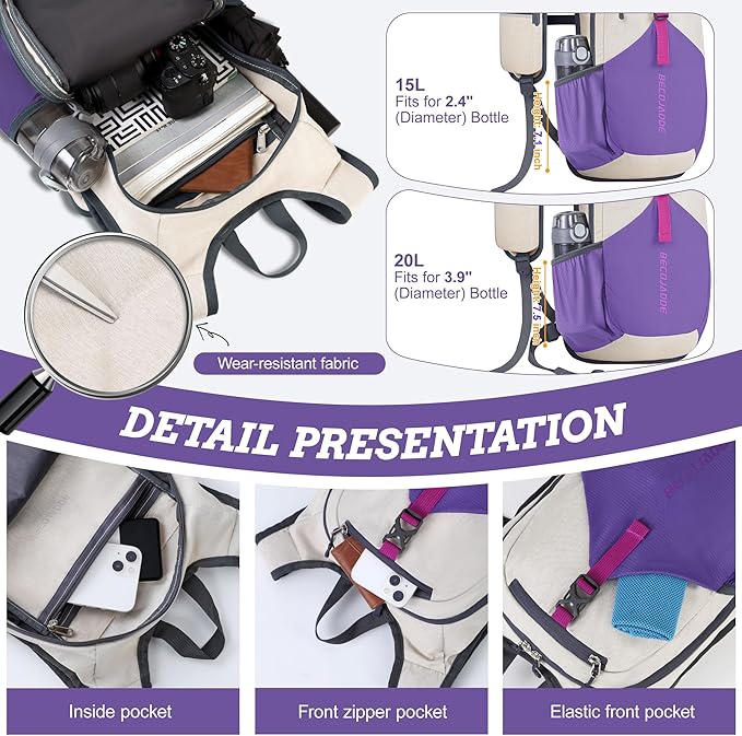 15L Small Hiking Backpack for Men Women Foldable Packable Back Pack Ultralight Hiking Daypack for