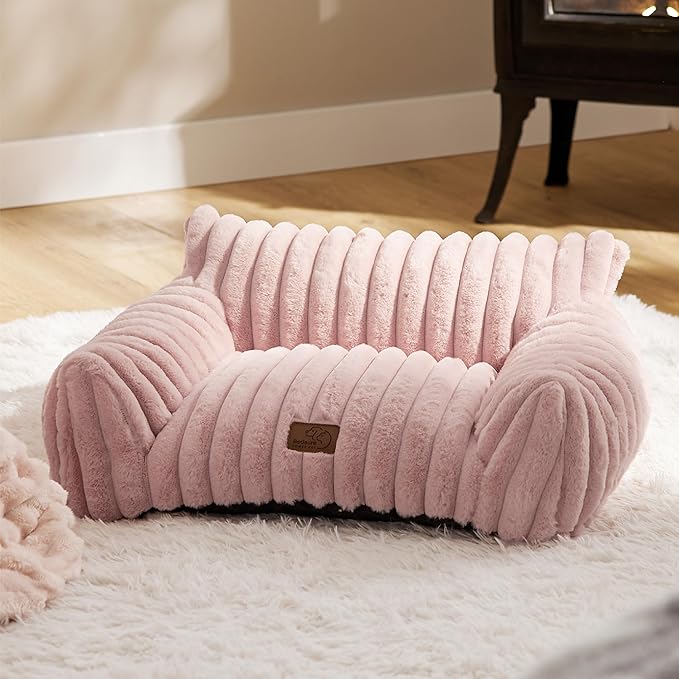 Bedsure Cute Cat Couch for Pets - Fluffy Cat Sofa with Premium Soft Corduroy Fleece, Fuzzy Pet