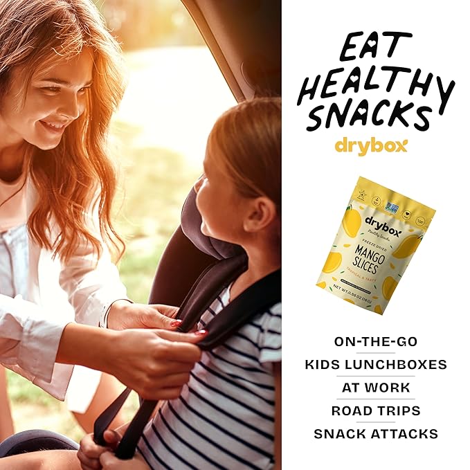 Drybox Freeze Dried Mangos Sliced | 100% Natural Fruit | Freeze Dried Mango Source | No Sugar &