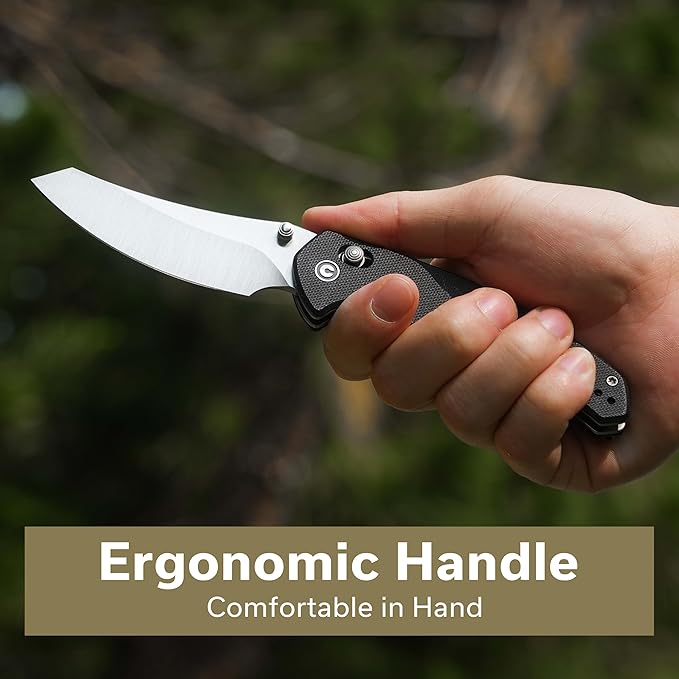 CIVIVI Sixgill Folding Pocket Knife for EDC, 3.41'' Nitro-V Blade G10 Handle, Deep Carry Reversible