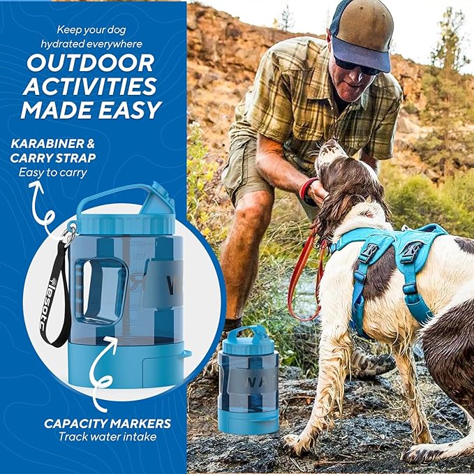 Dog Water Bowl Dispenser 77oz, Large Pet Dog Water Bottle Portable with Pull-Out Travel Water Bowl