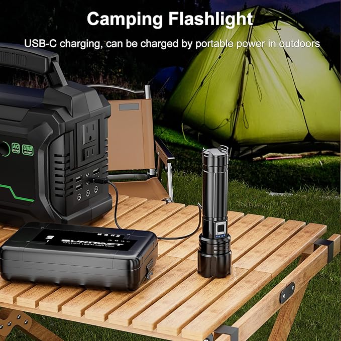 Flashlights High Lumens, Rechargeable Flashlight Led 2000 Lumen XHP70.2, Super Bright Flash Light