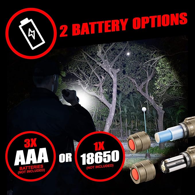 GearLight TAC LED Flashlight Pack - 2 Super Bright, Compact Tactical Flashlights with High Lumens