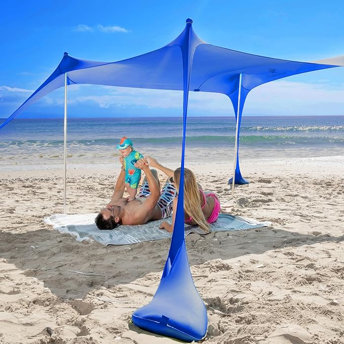 SUN NINJA Beach Tent Sun Shelter UPF50+ - Easy Pop Up Beach Canopy - Outdoor Shade for Camping