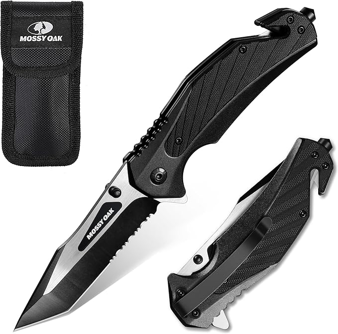 MOSSY OAK Folding Pocket Knife with Aluminium Alloy & G10 Handle, 4.75" Tactical Knife with