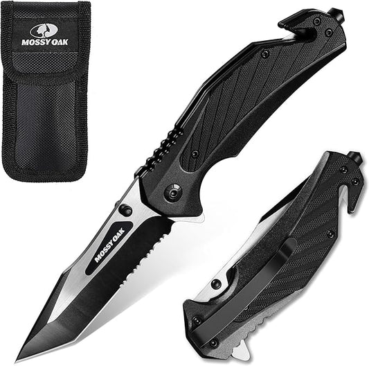 MOSSY OAK Folding Pocket Knife with Aluminium Alloy & G10 Handle, 4.75" Tactical Knife with