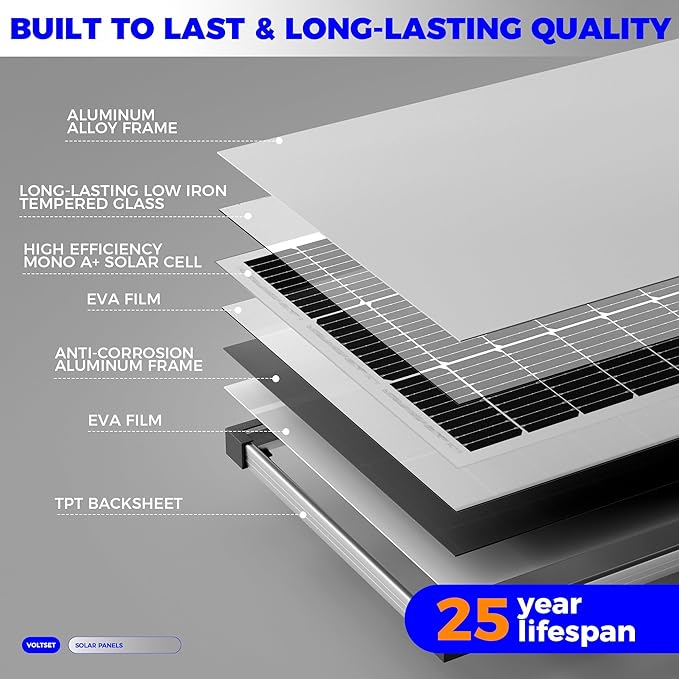 200W 12V Solar Panels, High Efficiency 9BB Cell Monocrystalline Solar Panel IP67 Waterproof