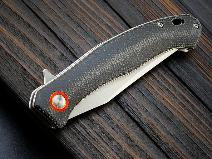Sitivien ST112 Folding Knife, D2 Blade and Micarta Handle EDC Tool Knife with Pocket Clip for