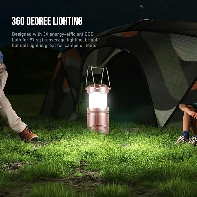 Lichamp LED Camping Lantern, 4 Pack Battery Powered Flashlight for Power Outages, Portable