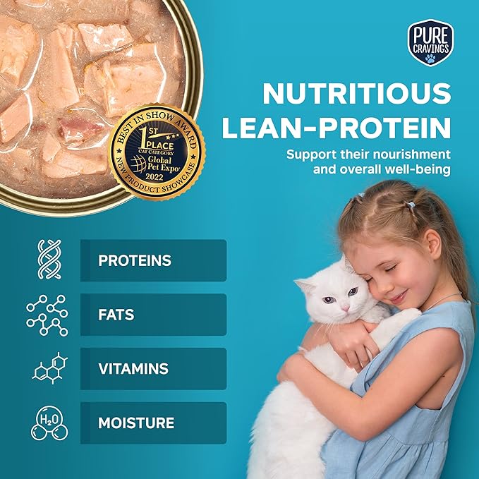 Pure Cravings Sardine Flakes in Tuna Consommé, Canned Wet Cat Food Soup, 100% Mercury-Tested, Moist