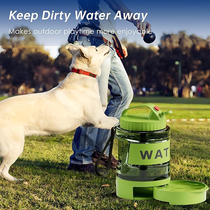 77oz Dog Water Dispenser, Camping Essentials, Large Travel Bottle with Pull-Out Drinking Bowl
